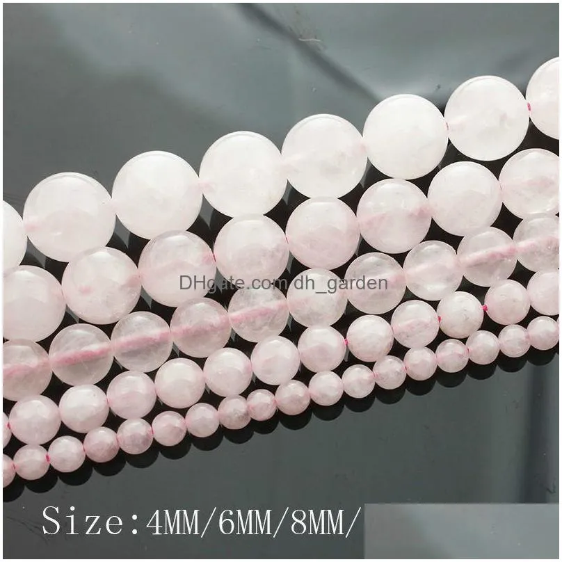 8mm natural stone rose pink quartz rock crystal beads 4/6/8/10/12/14mm stone loose beads fit diy bracelet necklace jewelry making