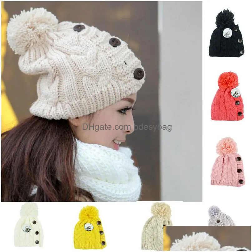 new 2017 winter cap women warm woolen knitted fashion hat for gilrs jonadab button twisted beanie cap woman fur cap accessories