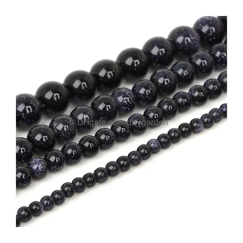 8mm 4 6 8 10 12mm natural gold sand stone beads loose dark blue sandstone round beads for diy jewelry making