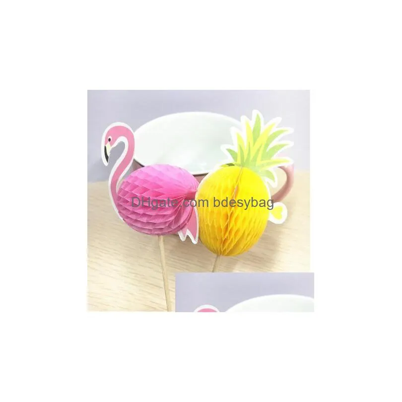 3d pineapple flamingo fruit toothpick cake wedding decoration flamingos green party decorations halloween decoration gb980