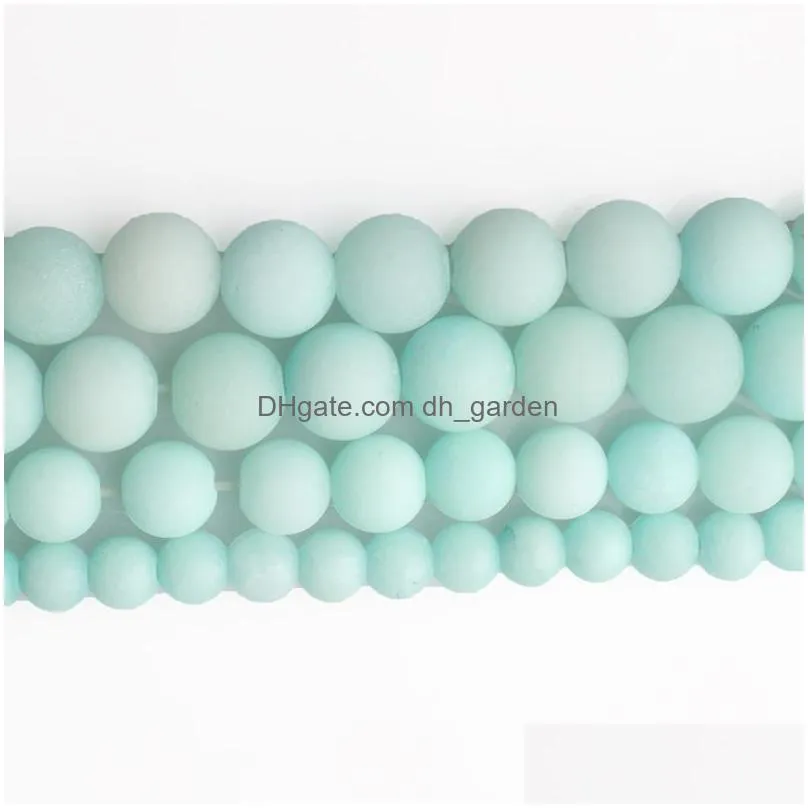 8mm natural stone blue amazonite frosted beads round loose beads 6mm 8mm 10mm 12mm for jewelry making fit diy bracelet