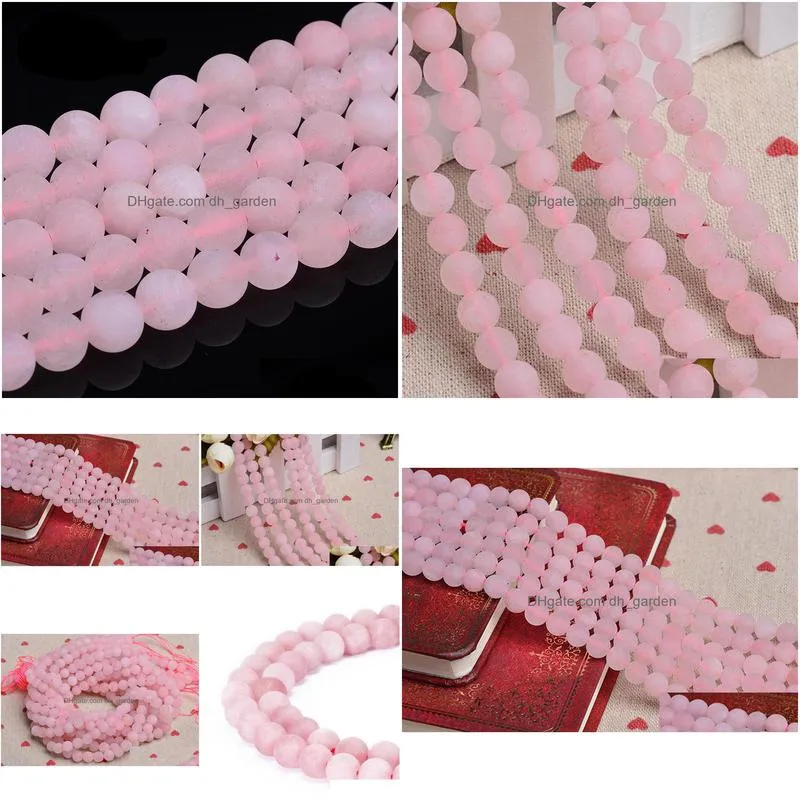 4mm 6mm 8mm 10mm 12mm natural stone beads round gorgeous matte rose pink quartz loose beads for diy jewelry making bracelet