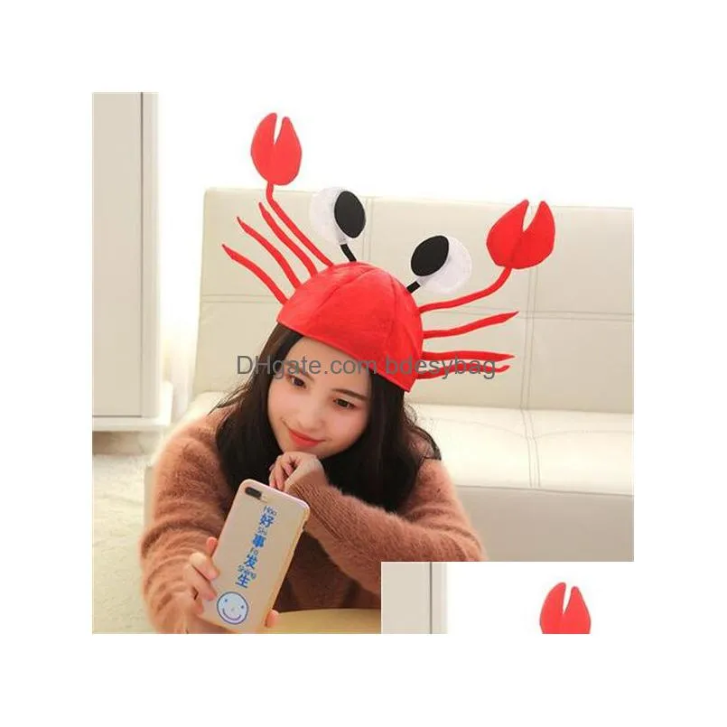 red lobster crab sea animal hat funny christmas gift costume accessory adult child cap happy new year gc1925