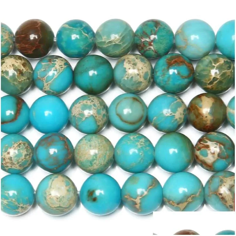 8mm 15 natural stone lake blue sea sediment turquoises imperial jaspers round loose beads 4 6 8 10 12mm pick size