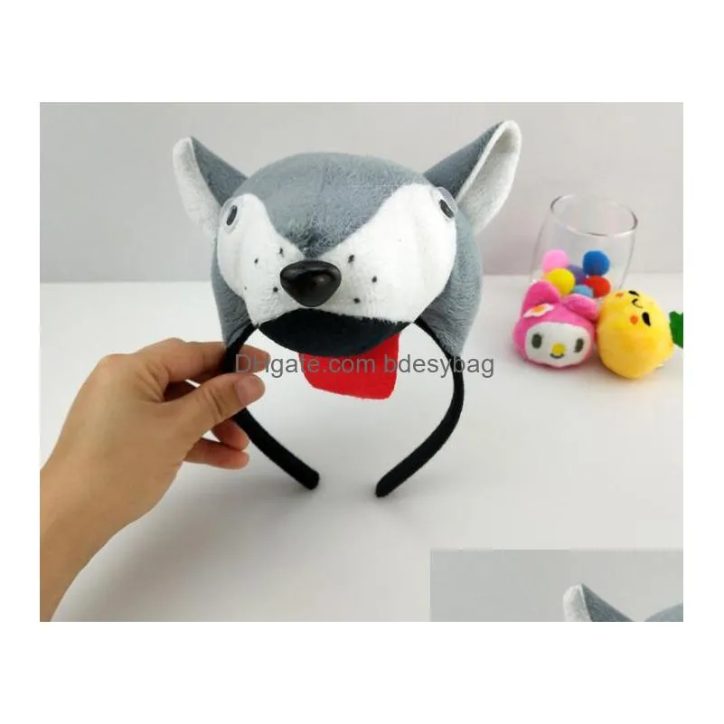 children adults animal 3d wolf headband bow tie tail cosplay 3pcs set props party decor halloween costume for kids christmas gb456