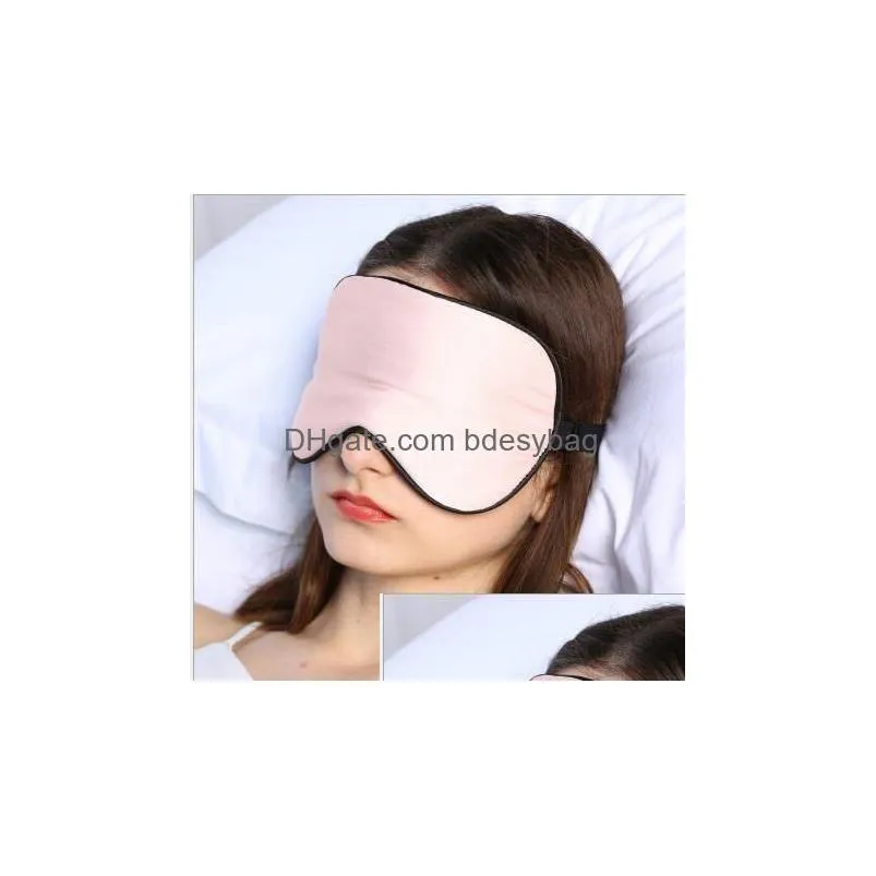 silk eye mask custom embroidery doublesided solid color silk eye mask black shading sleep shading eye mask wy531