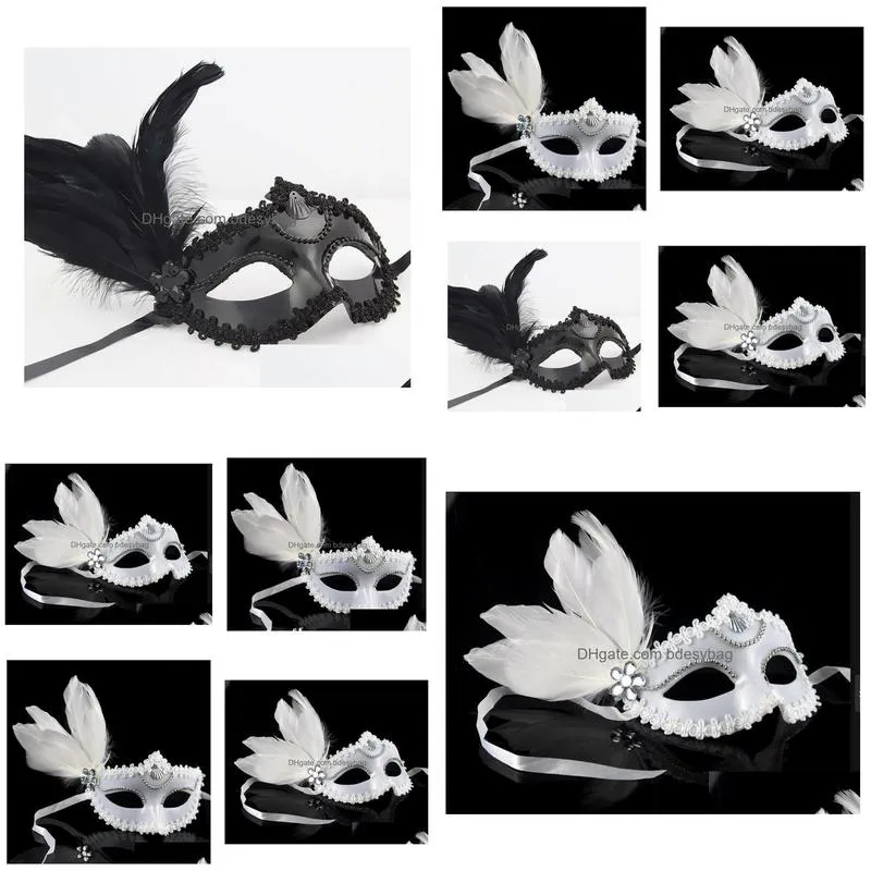 manufacturers wholesale white plastic feather masks dance shows catwalk lovers highend masks