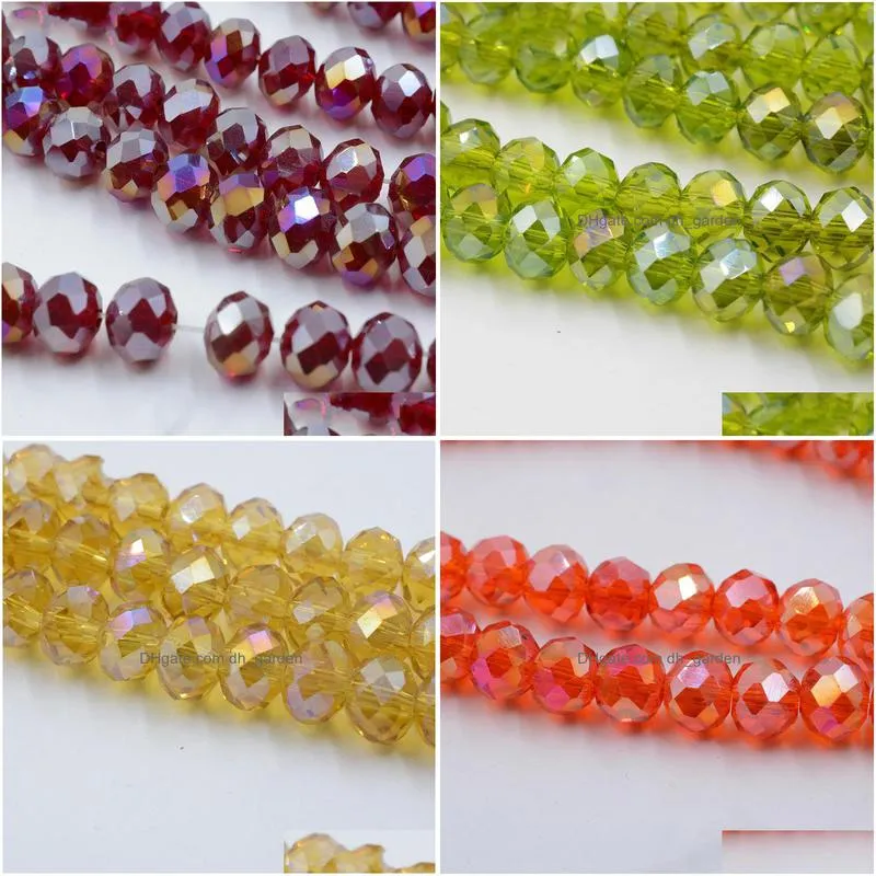 8mm ab color crystal rondelle beads 4mm glass loose 145pcs/lot diy natural stone spacer 48 faceted beading czech jewelry materials