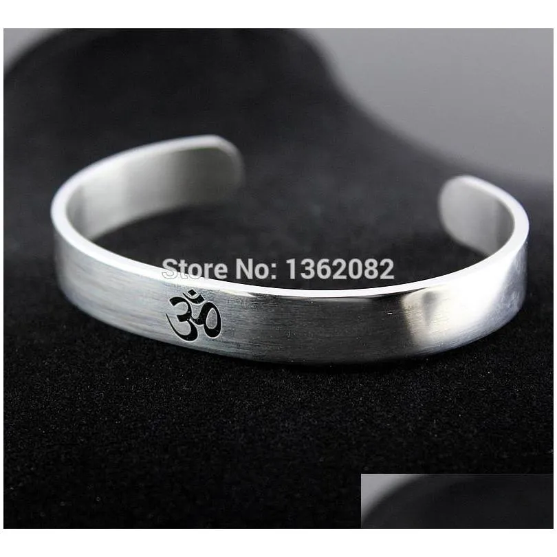 silver hindu buddhist hinduism yoga india stainless steel cuff bangle opening bracelet for men women