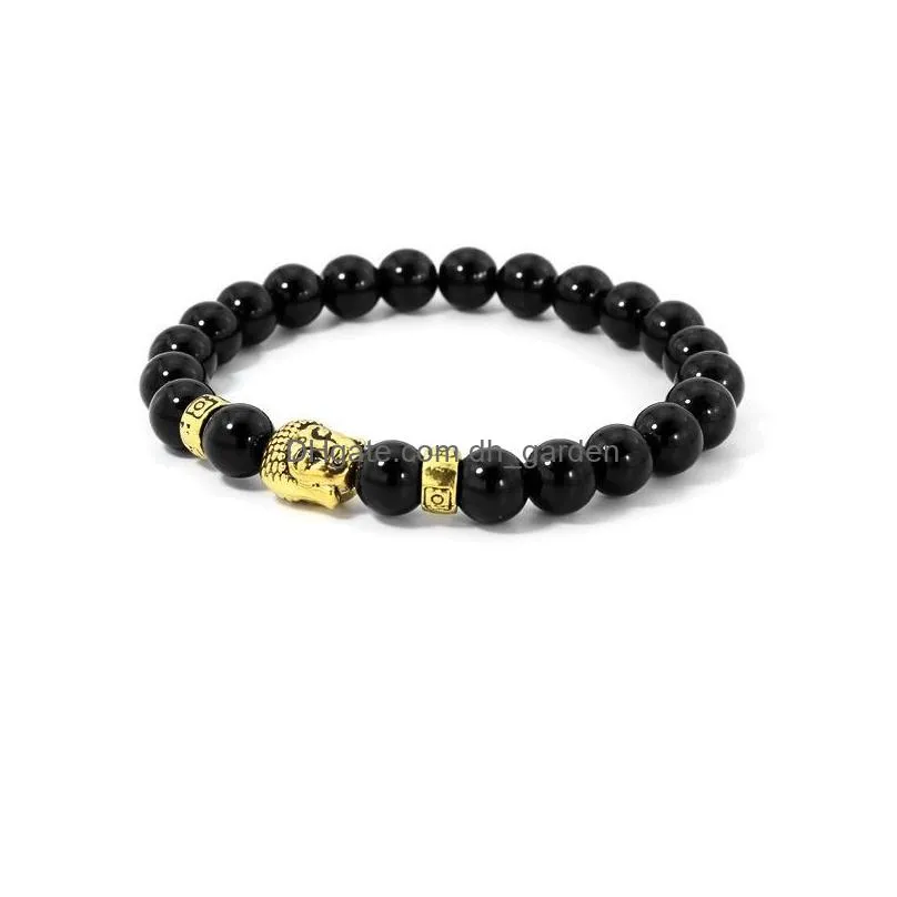 10 color 8mm natural stone beads buddha heads for men women yoga energy buddhist jewelry male female