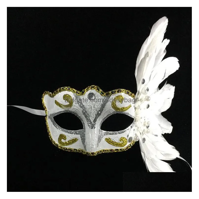 masquerade mask carnival christmas halloween painted feather mask party half face mask