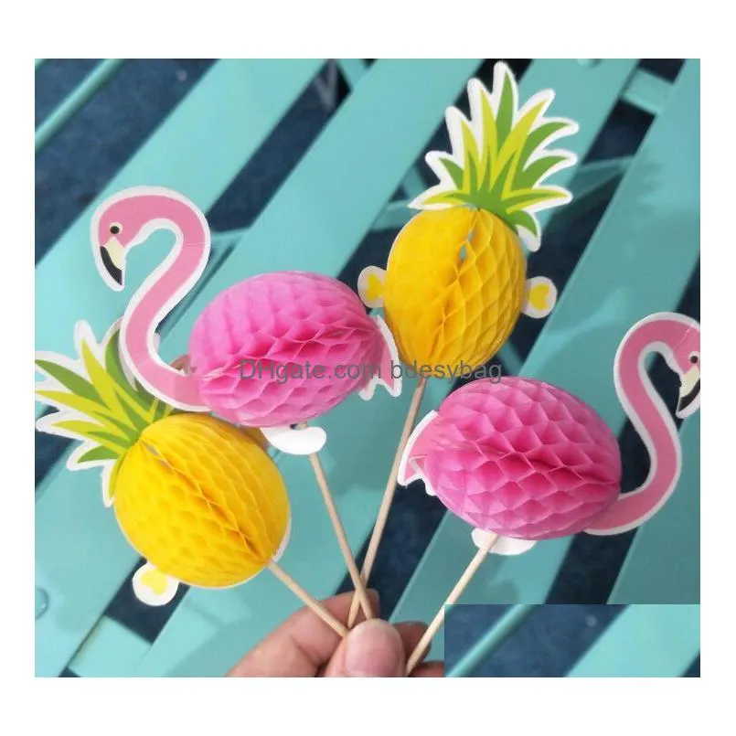 3d pineapple flamingo fruit toothpick cake wedding decoration flamingos green party decorations halloween decoration gb980