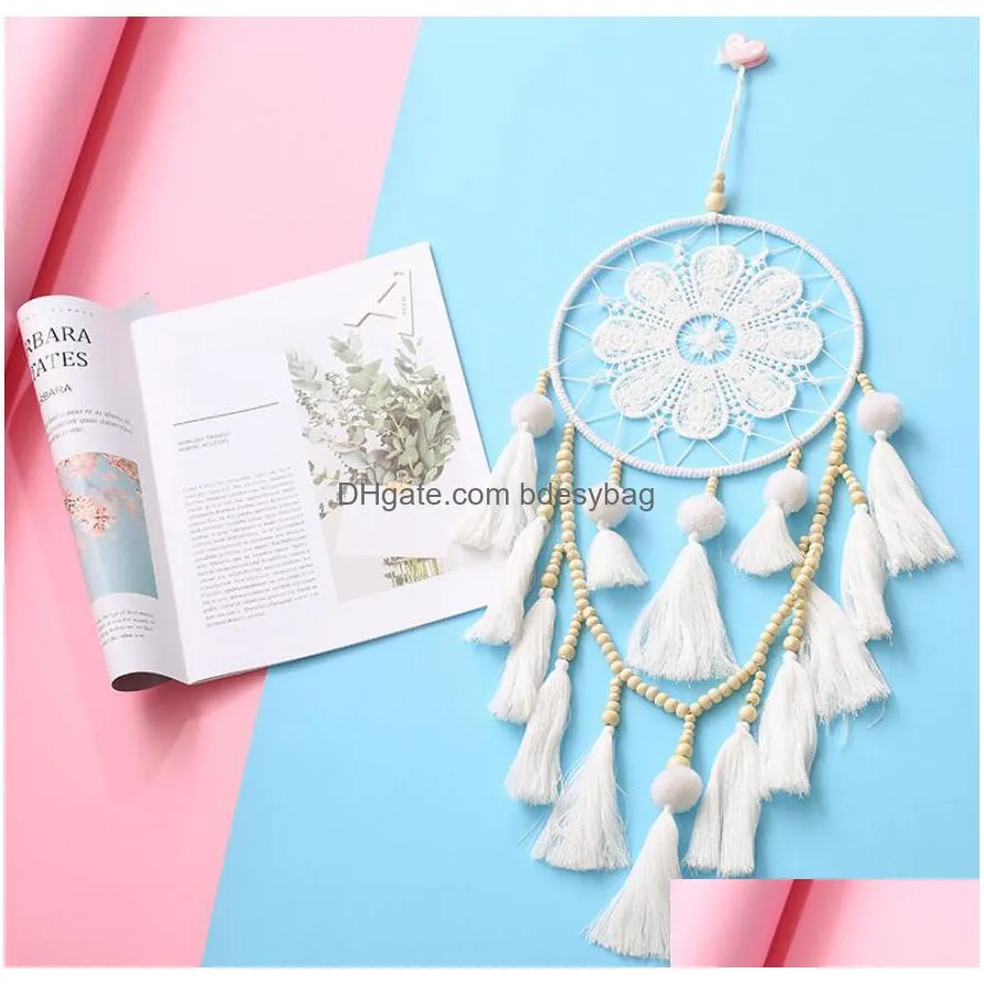 handmade dream catcher indian style woven wall hanging decoration white dreamcatcher wedding party hanging decor ga452