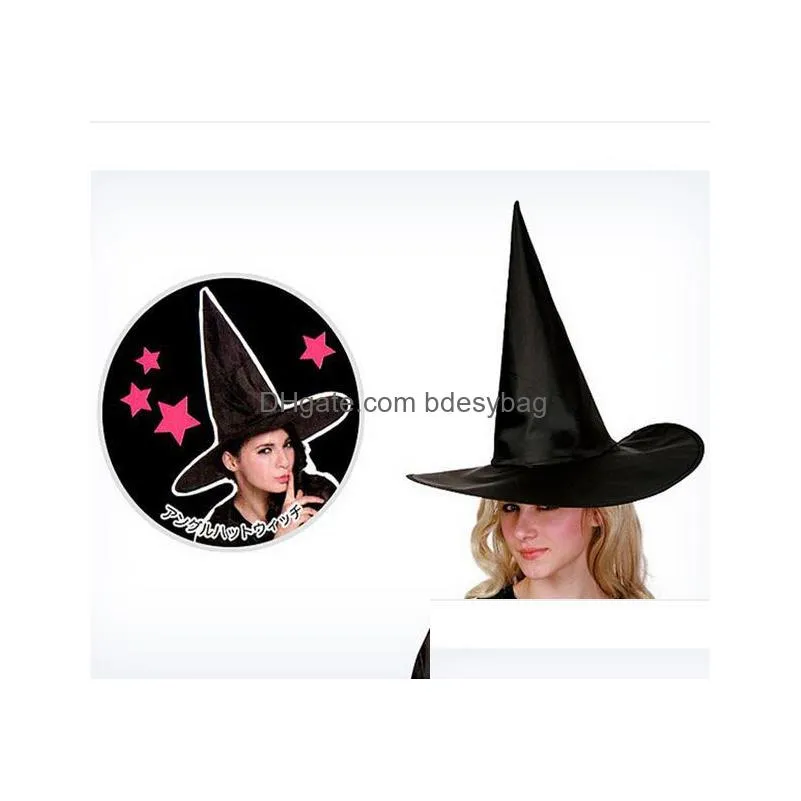 cosplay props magic hat witch hat wizard hat adult womens men party costume black oxford spire cap ga384