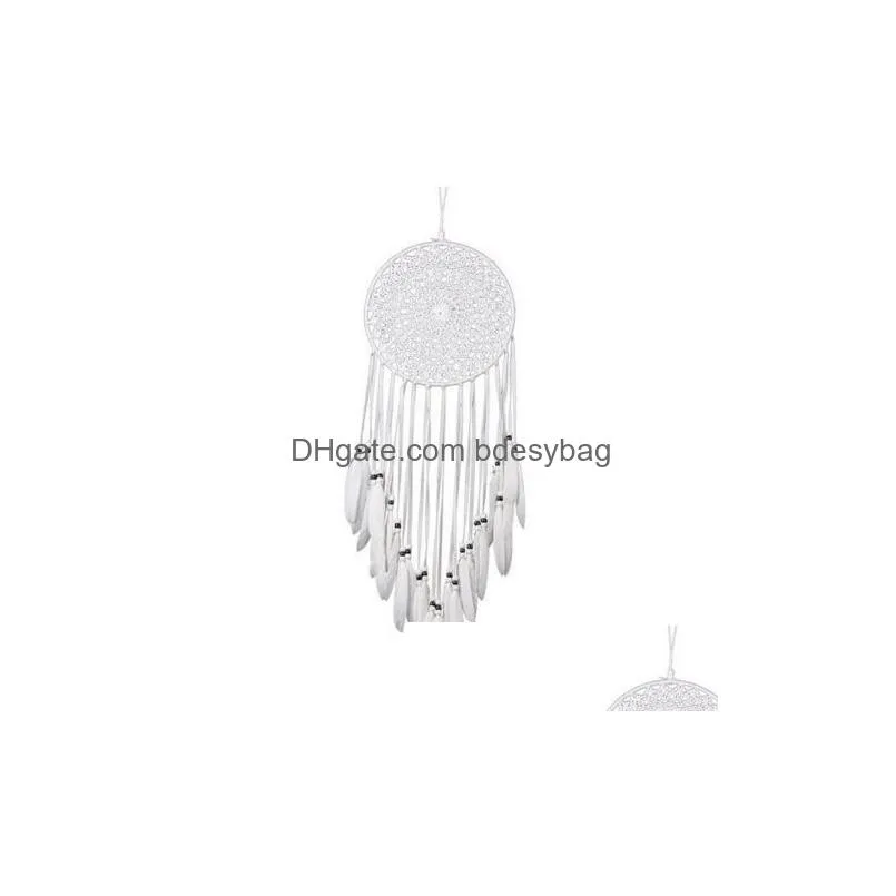 indian style handmade lace dream catcher windchimes with white feather car wall hanging dreamcatcher home decoration ornament 5pcs/lot