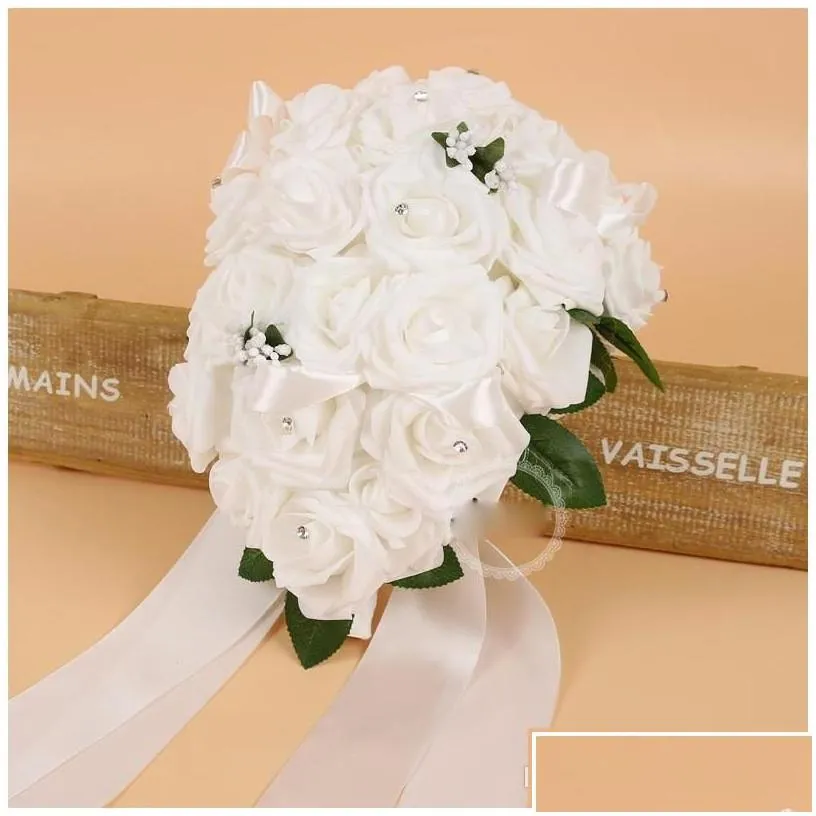 Wedding Flowers Beautif Bridal Bouquets With Handmade Artificial Supplies Bride Holding Brooch Bouquet Drop Delivery Party Events