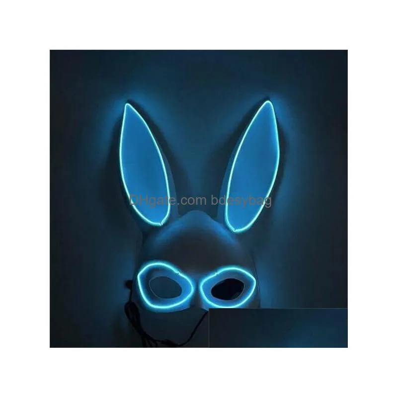 halloween adult sexy led face masks colplay light up men women funny mask glowing in dark costume supplies gc1938