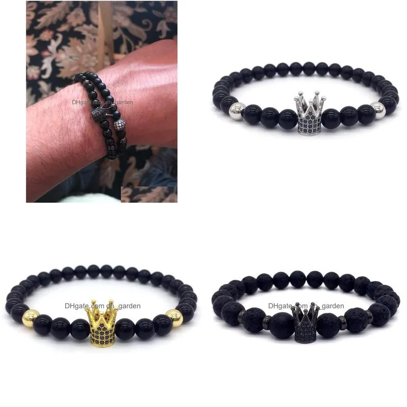 2018 new brand fashion imperial crown charm bracelet men stone beads for women men jewelry gift