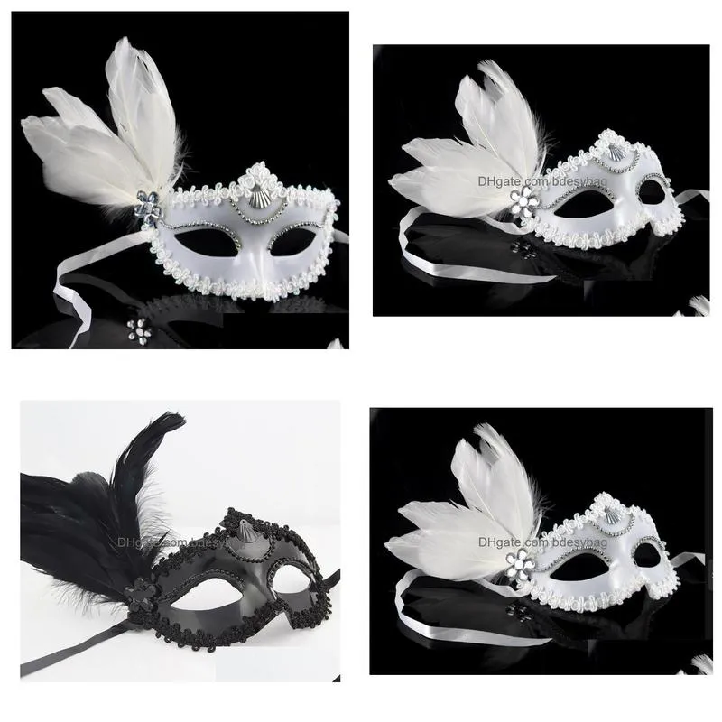 manufacturers wholesale white plastic feather masks dance shows catwalk lovers highend masks