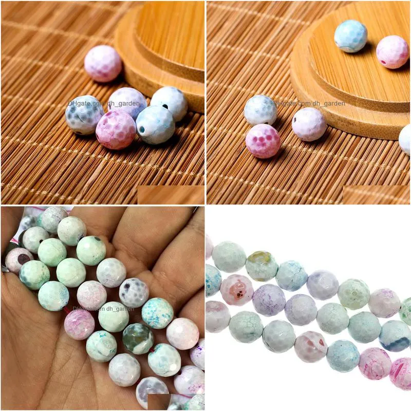 8mm natural stone beads colorful fire onyx round loose fashion agat beads for jewelry making 614mm