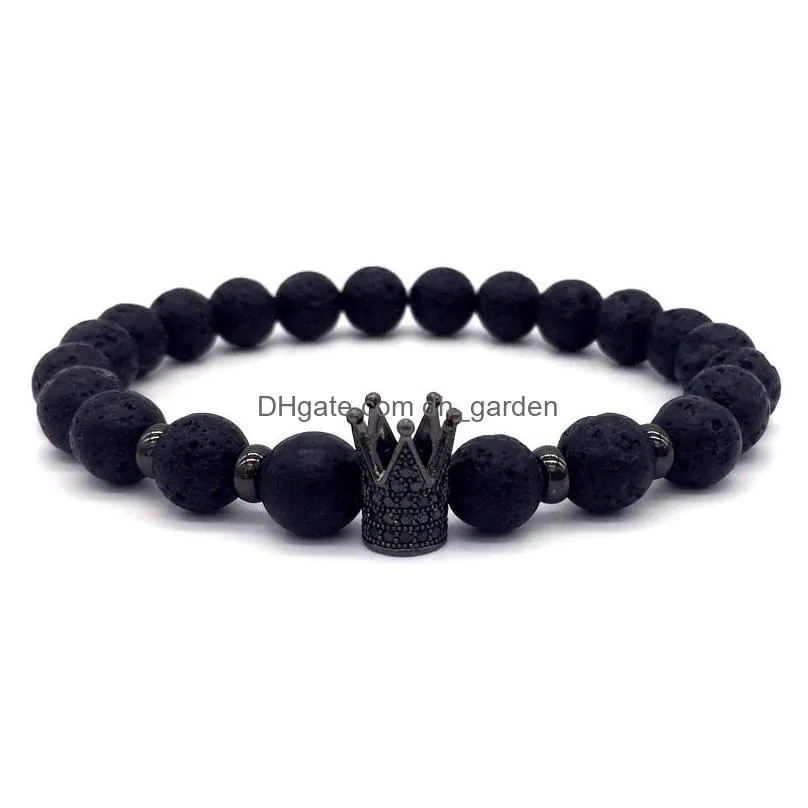 2018 new brand fashion imperial crown charm bracelet men stone beads for women men jewelry gift