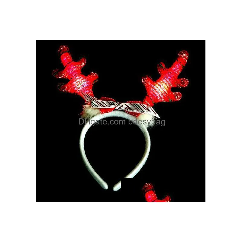 christmas decorations with lamp deer horn hair hoop led flash party decoration childrens luminous headdress wl953