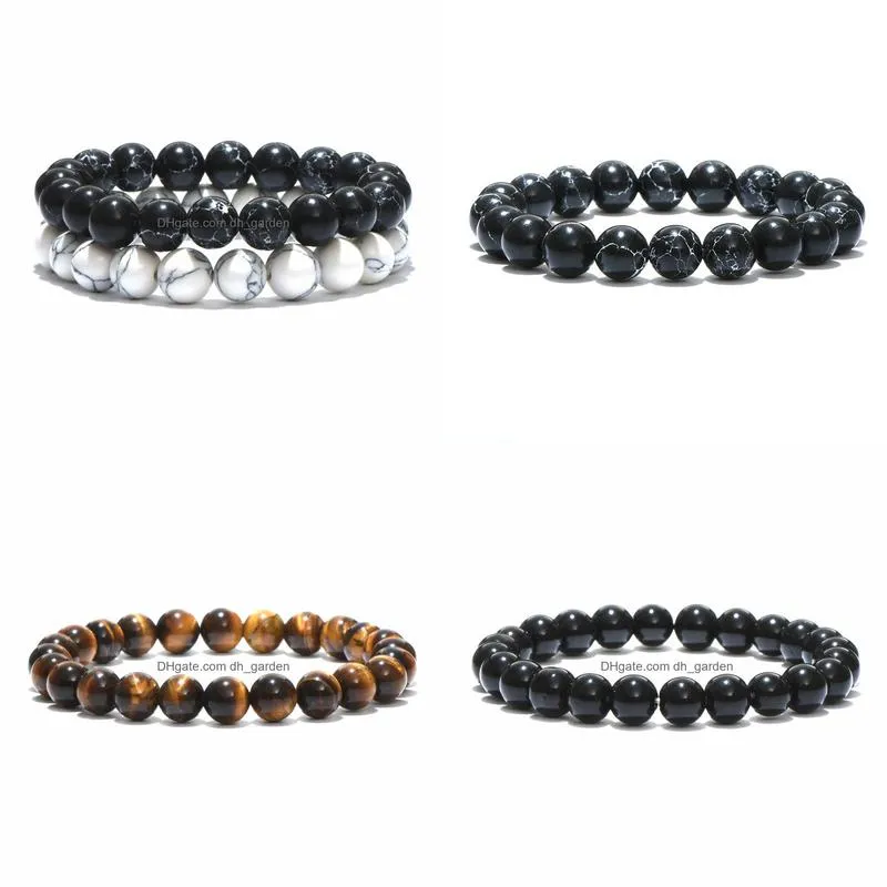 natural stone round bead buddha bracelet tiger eyes stone yoga meditation bracelet for men women jewelry