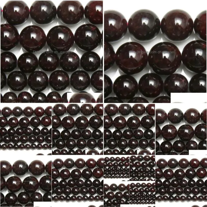 8mm natural stone dark red garnet round loose beads 15 strand 4 6 8 10 12 mm pick size for jewelry making