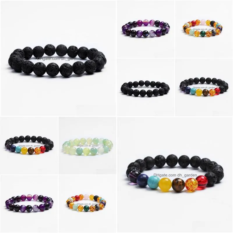 2018 new men black lava healing balance beads reiki buddha prayer natural stone yoga bracelet for women