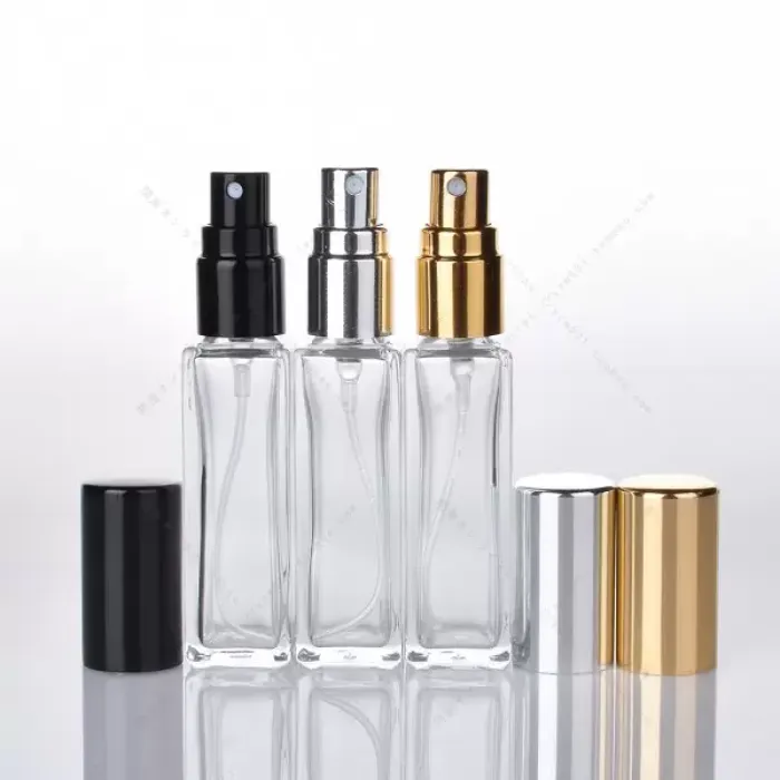 10ML 1/3Oz Long Slim Perfume Atomizer Square Shape Empty Refillable Clear Glass Spray Bottles Travel Sprayers