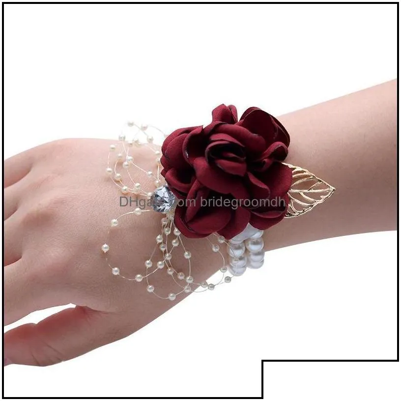 Wedding Flowers Party Supplies Events Cor Bridesmaid Bracelet Fleur Foam Roses Boutonniere Bridal Sister Girl Bracelets Prom