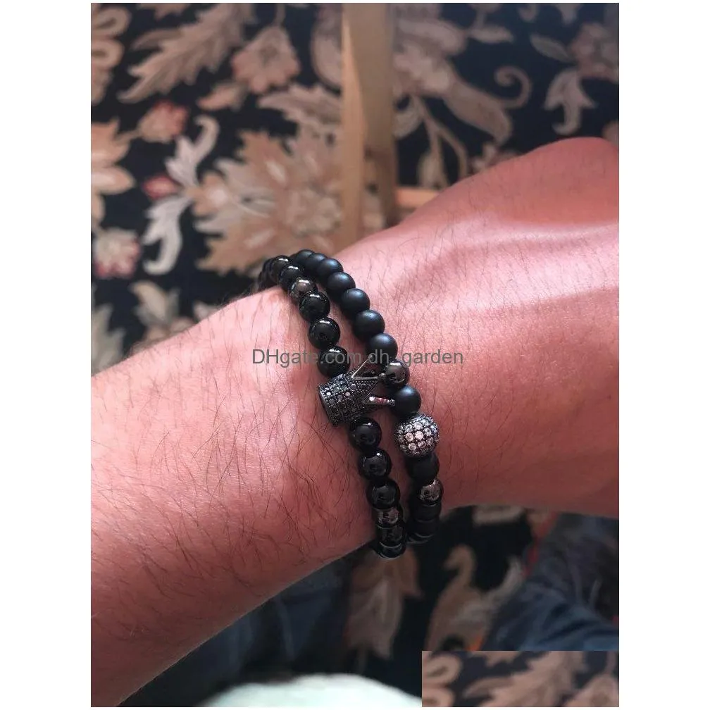 2018 new brand fashion imperial crown charm bracelet men stone beads for women men jewelry gift