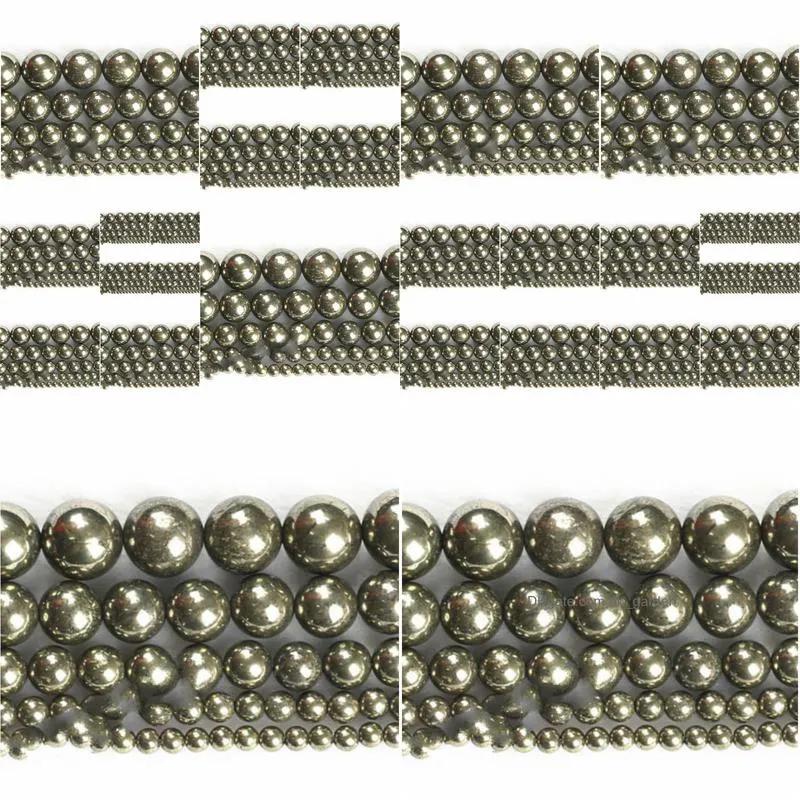 8mm fctory price natural stone iron pyrite round loose beads 16 strand 4 6 8 10 12mm pick size for jewelry making diy