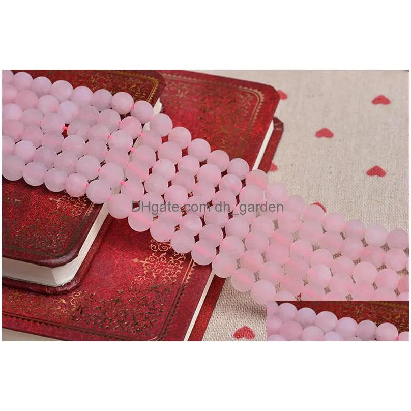 4mm 6mm 8mm 10mm 12mm natural stone beads round gorgeous matte rose pink quartz loose beads for diy jewelry making bracelet