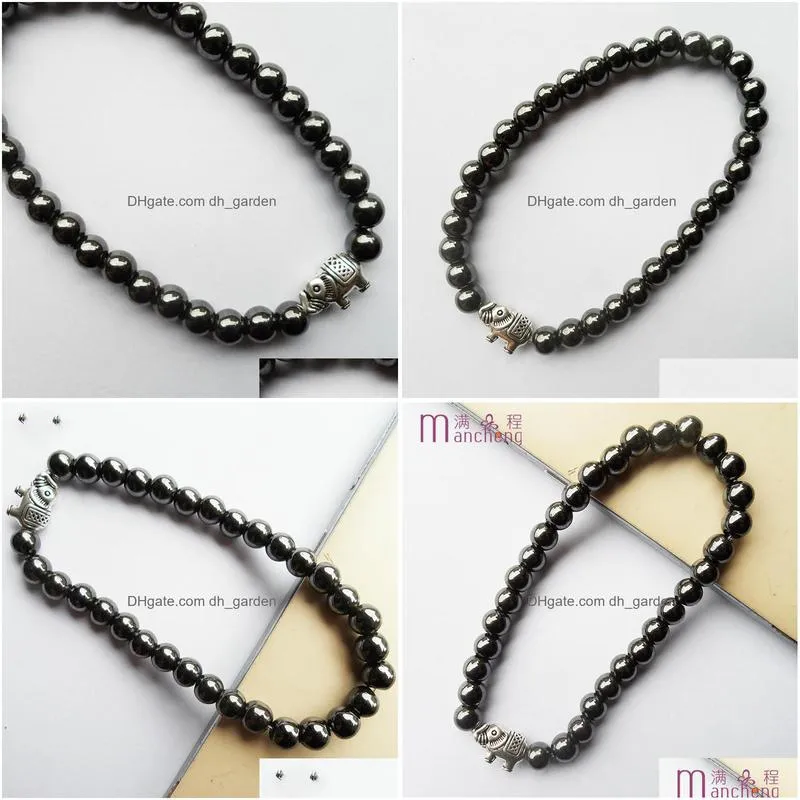 best selling 6mm magnetic hematite stone elephant beads bracelets women man period fitness sleep mood tracker health bracelet