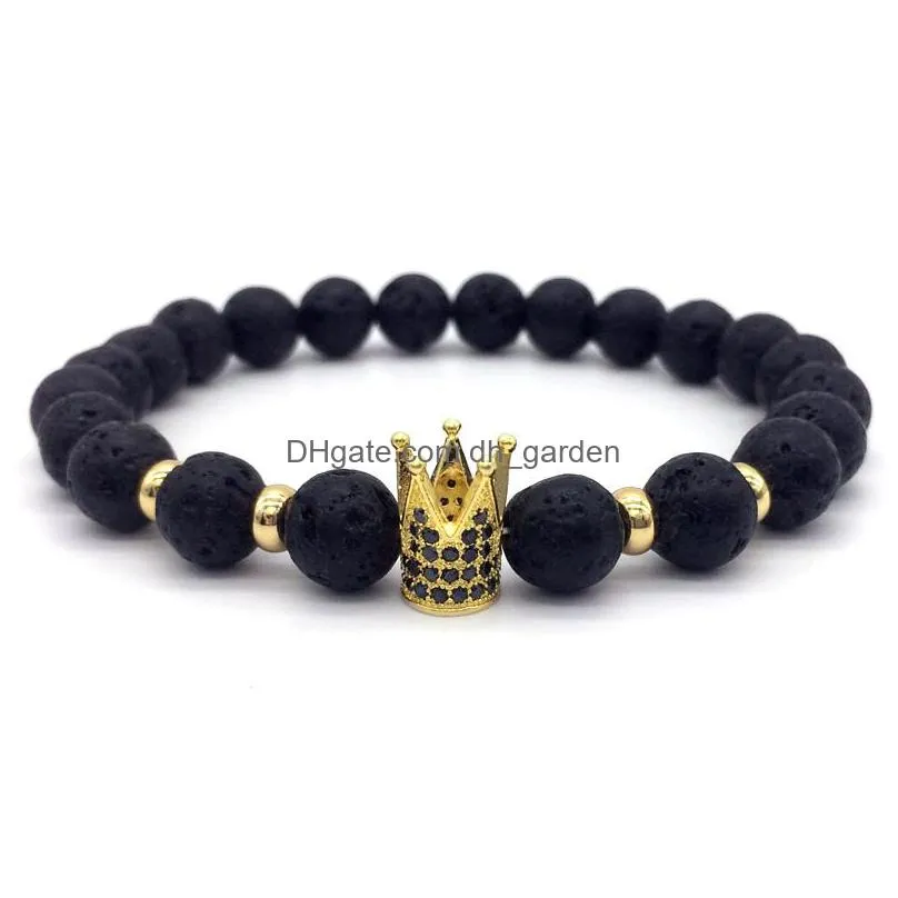 2018 new brand fashion imperial crown charm bracelet men stone beads for women men jewelry gift