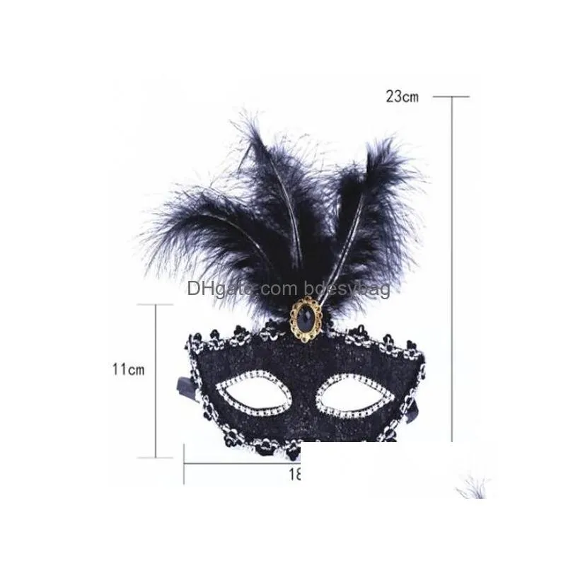color premium leather feather mask masquerade parties halloween carnival masks dress costume lady gifts party masks gc1411