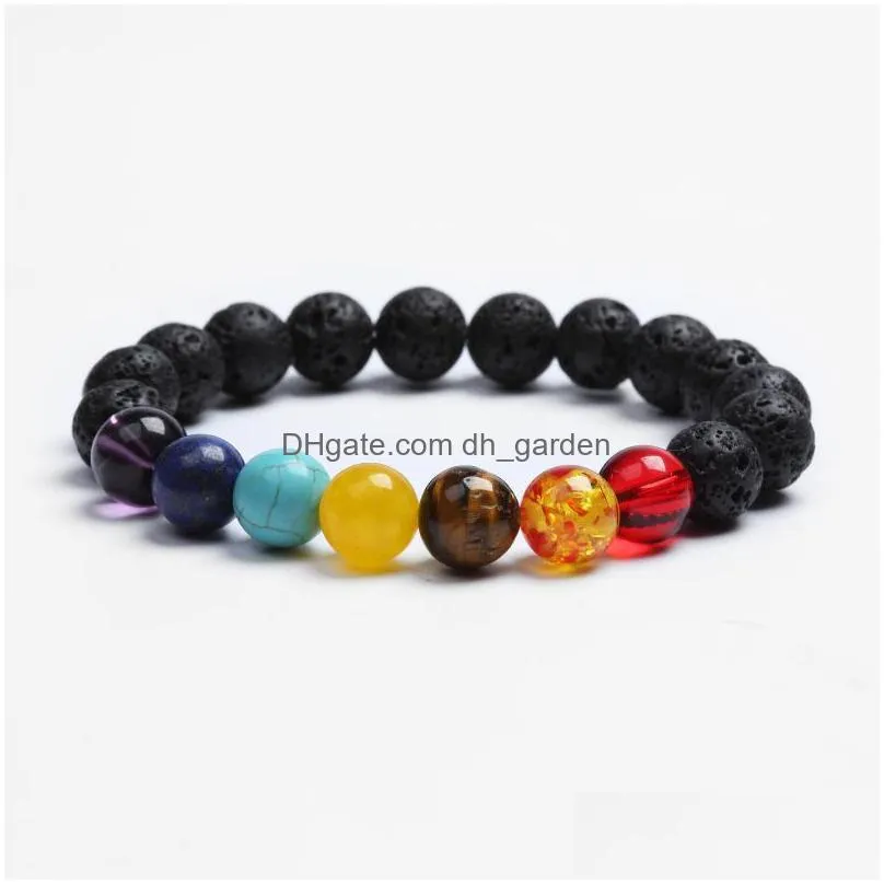 2018 new men black lava healing balance beads reiki buddha prayer natural stone yoga bracelet for women