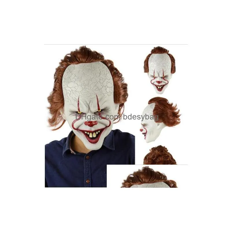 stephen kings joker mask silicone movie full face horror clown latex mask halloween party masks horrible cosplay prop