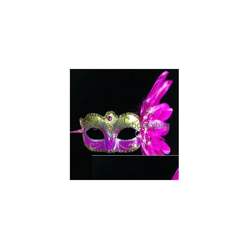 masquerade mask carnival christmas halloween painted feather mask party half face mask