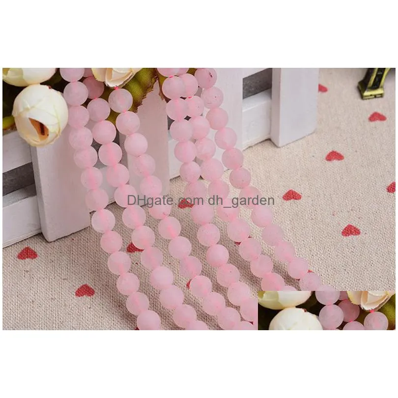 4mm 6mm 8mm 10mm 12mm natural stone beads round gorgeous matte rose pink quartz loose beads for diy jewelry making bracelet