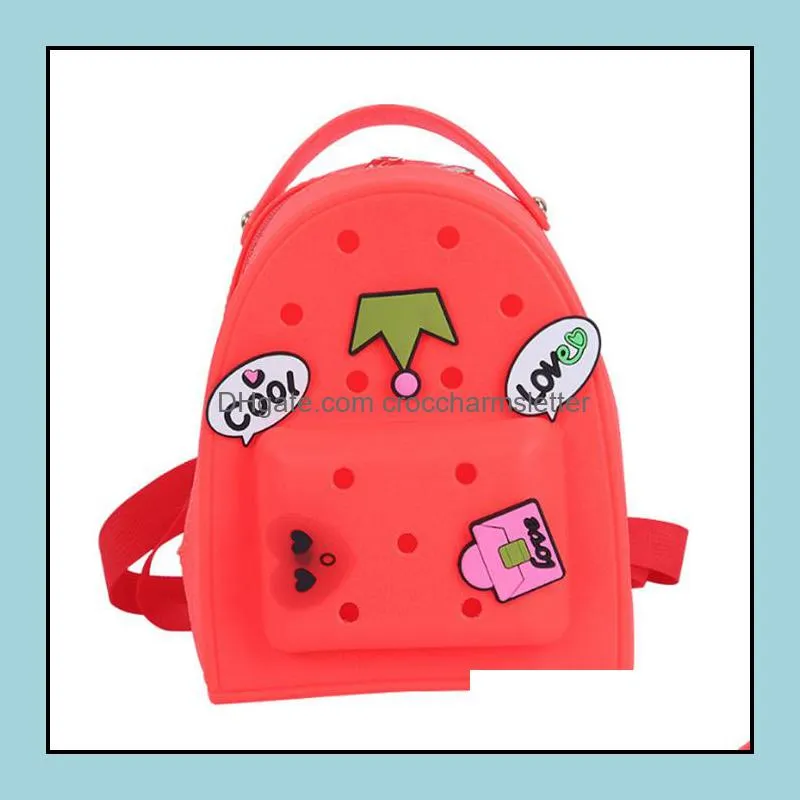 customized unique shaped useful silicone school bags new design waterproof silicone backpack with cute candy color 2pcs set big and