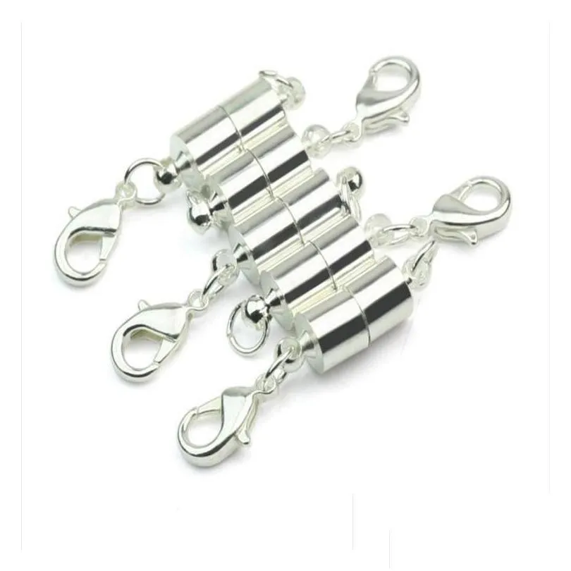  est silver/gold plated magnetic magnet necklace clasps cylinder shaped clasps for necklace bracelet jewelry diy lq4p6