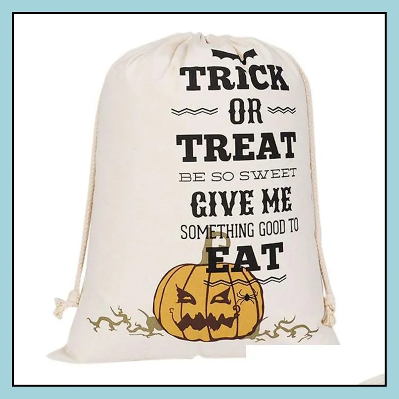 hot halloween candy bag gift sack treat or trick pumpkin printed canvas big bags halloween christmas party festival drawstring bag