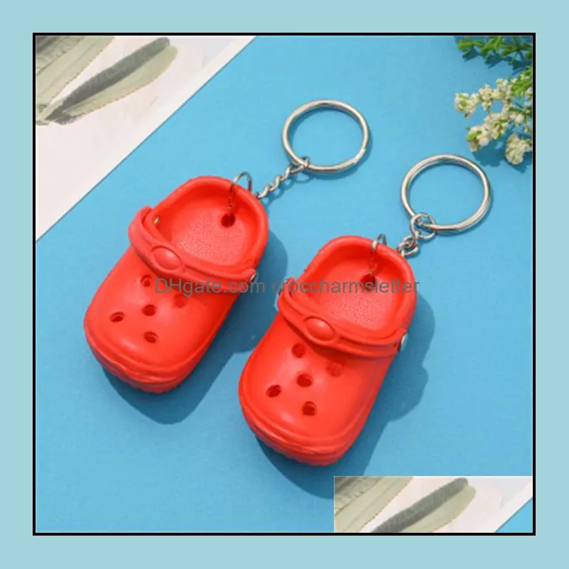 wholesale 3d mini shoe keychain shoes srocs key chain clog sandal party favors key chains cute eva plastic foam hole sandals slippers