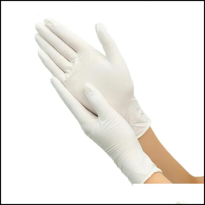 100pcs disposable latex gloves white nonslip laboratory rubber latex protective gloves household cleaning products in