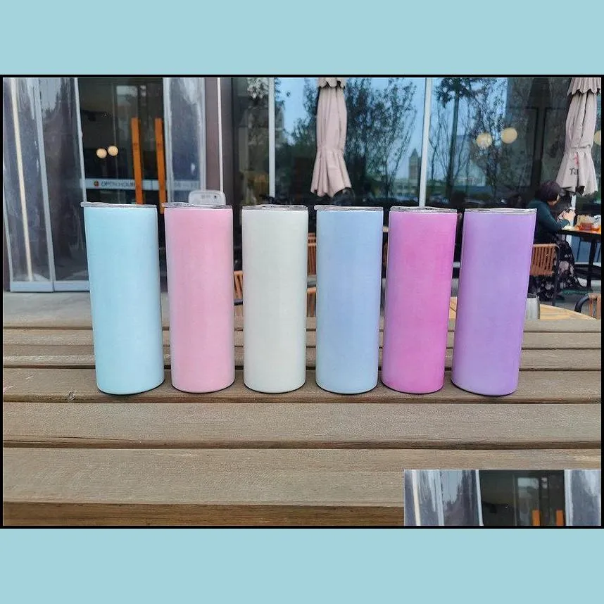 sublimation uv color changing tumbler glow in the sun straight tumblers stainless steel cup double wall with lids and straw