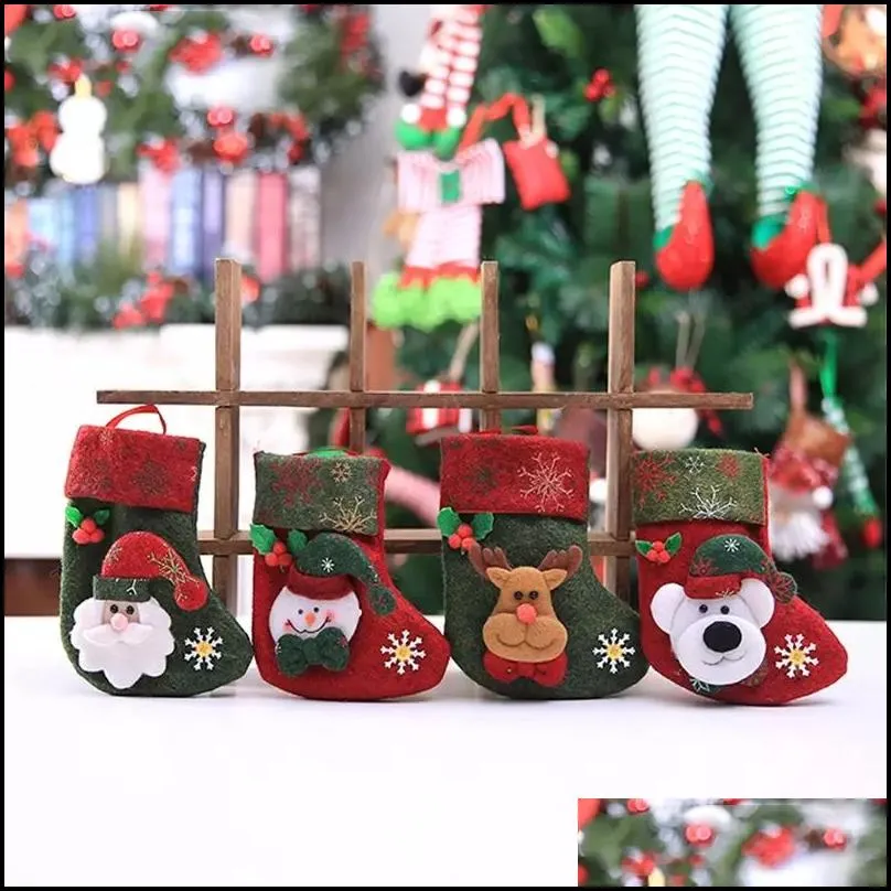 new christmas decorations sequins stocking hangers gift bag stocking snowman santa claus elk tree decoration socks xmas stockings