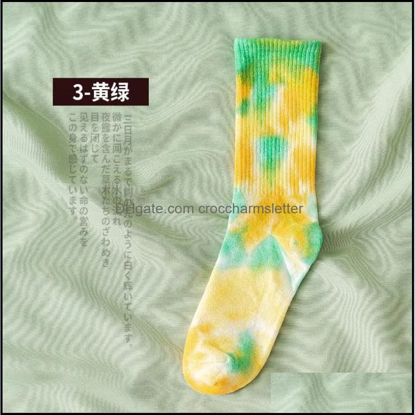 fashion cotton socks women men tie dye long skate socks hip hop breathable calf length korean couple basketball socks