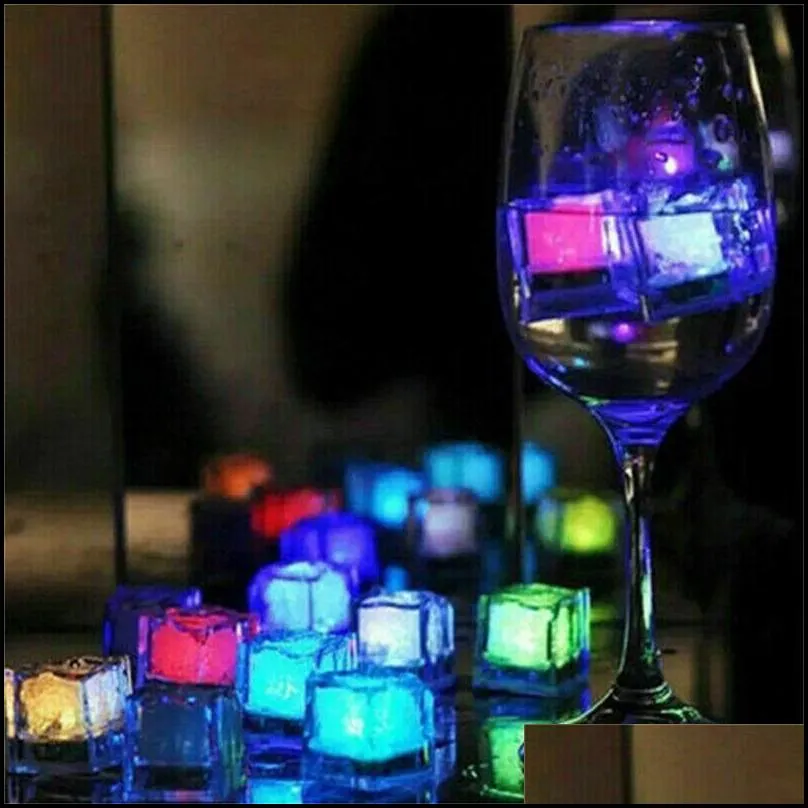 flash ice cubes wateractivated led flash light put into water drink flash bars wedding birthday christmas festival decor